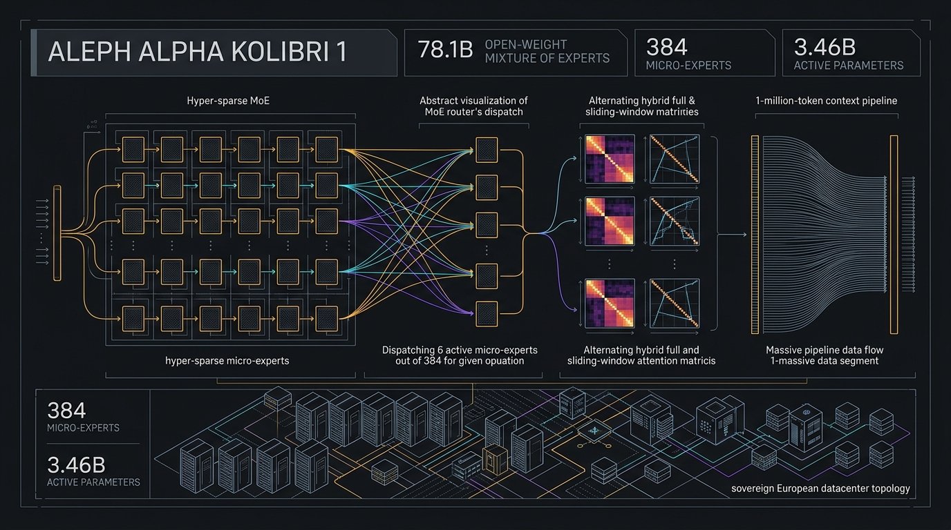 Kolibri 1 Deep Dive: Aleph Alpha’s 78.1B Apache 2.0 MoE, 3.46B Active Parameters, 384 Micro-Experts, Hybrid Attention, and Sovereign European Intelligence