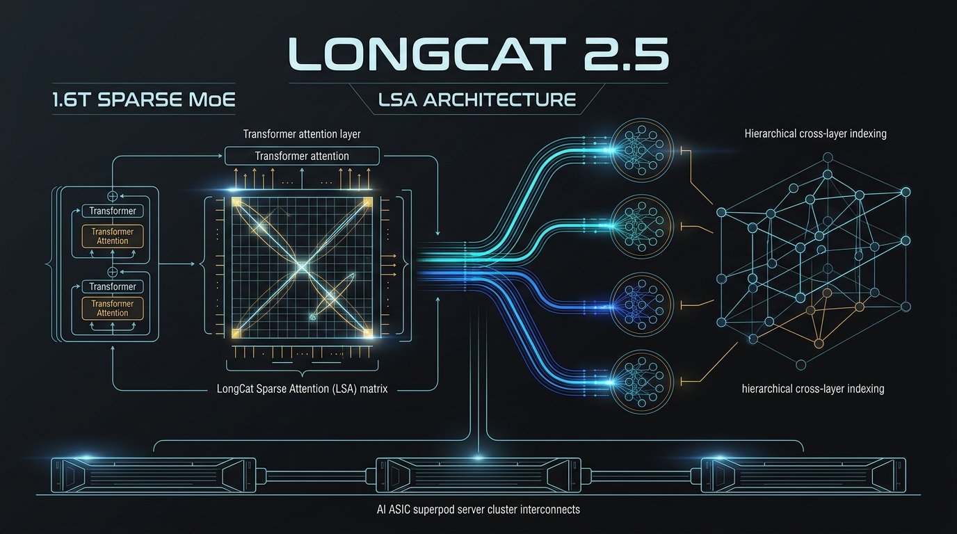 LongCat 2.5 Preview: Inside the 1.6T Sparse MoE Architecture, LongCat Sparse Attention (LSA), Hierarchical Cross-Layer Indexing, and Domestic ASIC Superpod Inference