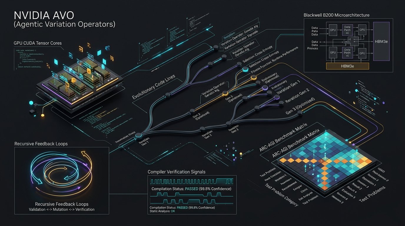 NVIDIA AVO Deep Dive: Agentic Variation Operators, Blackwell CUDA Kernel Synthesis, and How Agent Harnesses Conquered ARC-AGI-3 with 100% Completion