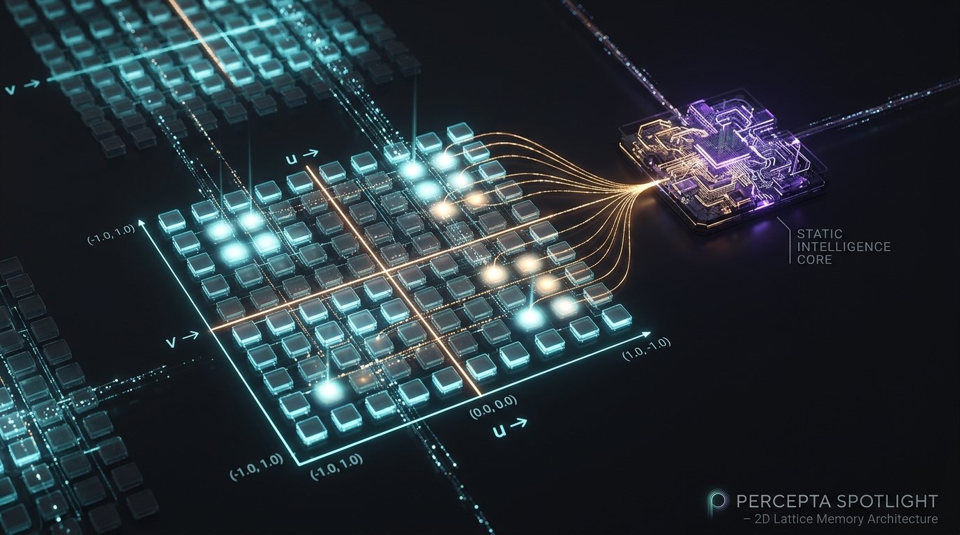Percepta Spotlight Deep Dive: Decoupling Intelligence from Memory with 2D Lattice Recurrent States and O(1) Token-Time Compute