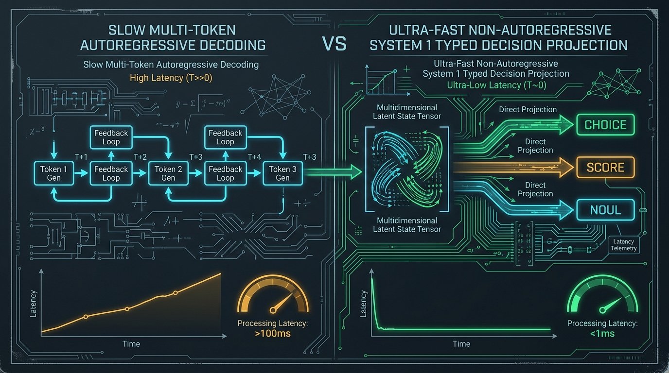 TypeSafe AI Jev: Non-Autoregressive 'System 1' Decision Engines, RLCD Calibration, and Why 200x Faster Typed Predictions Are Replacing LLM Function Calling
